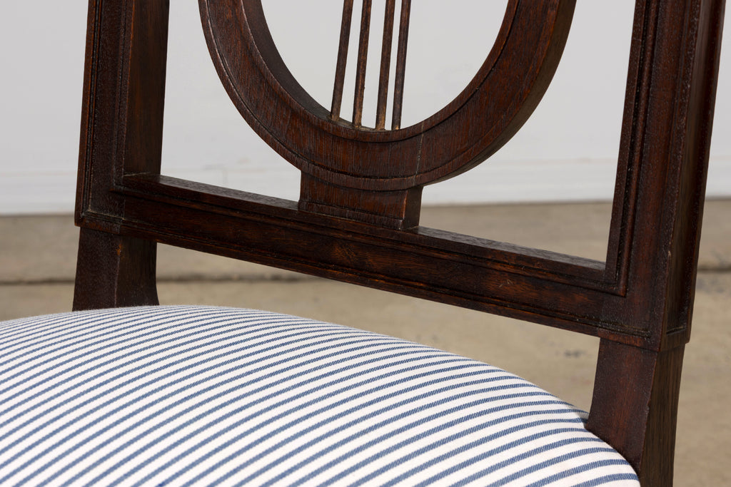 Set of 8 Early 20th Century French Louis XVI Style Mahogany Lyre Back Dining Chairs