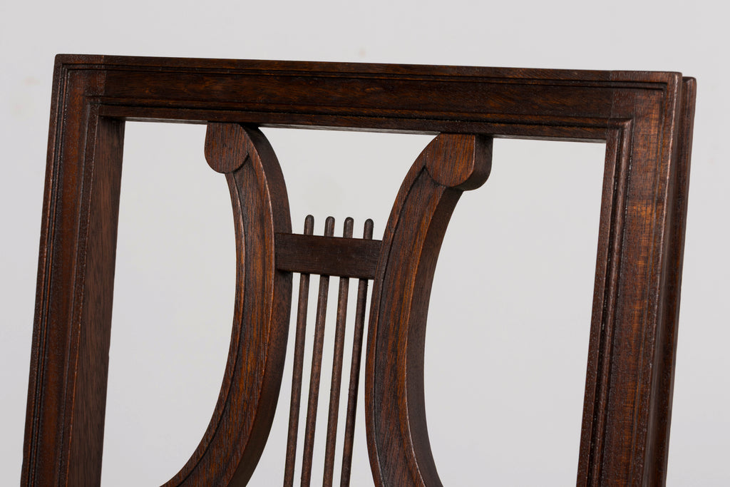 Set of 8 Early 20th Century French Louis XVI Style Mahogany Lyre Back Dining Chairs