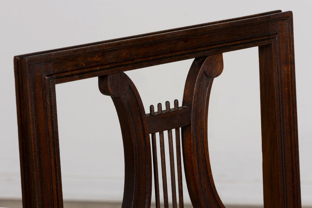 Set of 8 Early 20th Century French Louis XVI Style Mahogany Lyre Back Dining Chairs