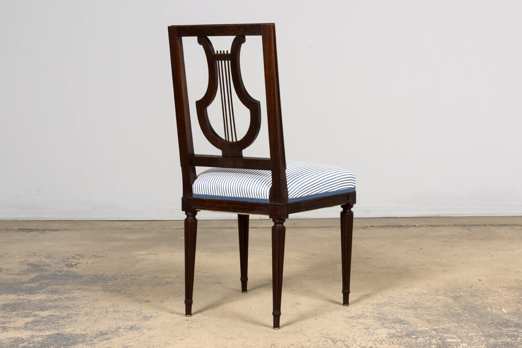Set of 8 Early 20th Century French Louis XVI Style Mahogany Lyre Back Dining Chairs