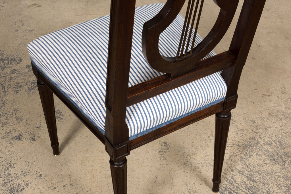 Set of 8 Early 20th Century French Louis XVI Style Mahogany Lyre Back Dining Chairs