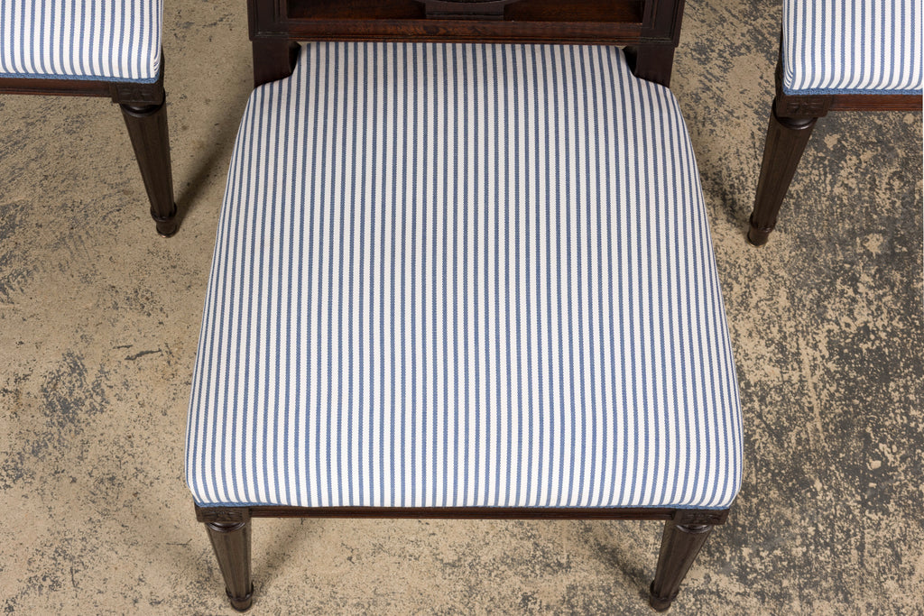 Set of 8 Early 20th Century French Louis XVI Style Mahogany Lyre Back Dining Chairs