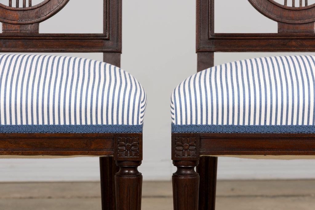 Set of 8 Early 20th Century French Louis XVI Style Mahogany Lyre Back Dining Chairs