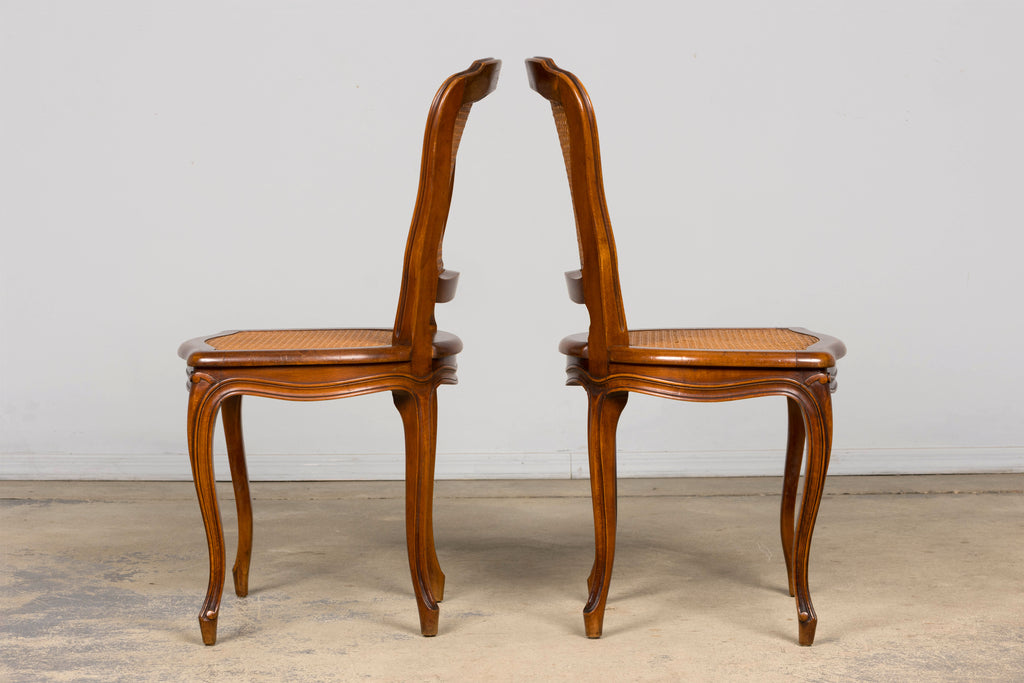 Set of 8 Early 20th Century French Louis XV Style Walnut Cane Dining Chairs