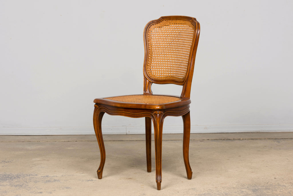 Set of 8 Early 20th Century French Louis XV Style Walnut Cane Dining Chairs