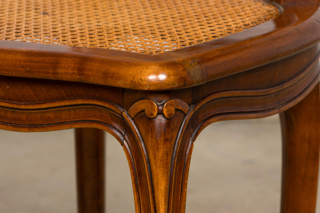 Set of 8 Early 20th Century French Louis XV Style Walnut Cane Dining Chairs