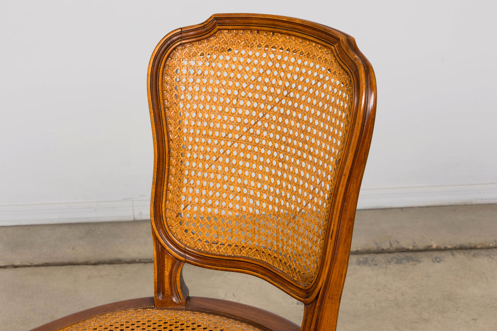 Set of 8 Early 20th Century French Louis XV Style Walnut Cane Dining Chairs