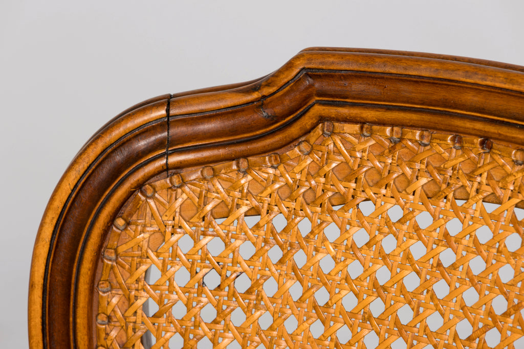 Set of 8 Early 20th Century French Louis XV Style Walnut Cane Dining Chairs