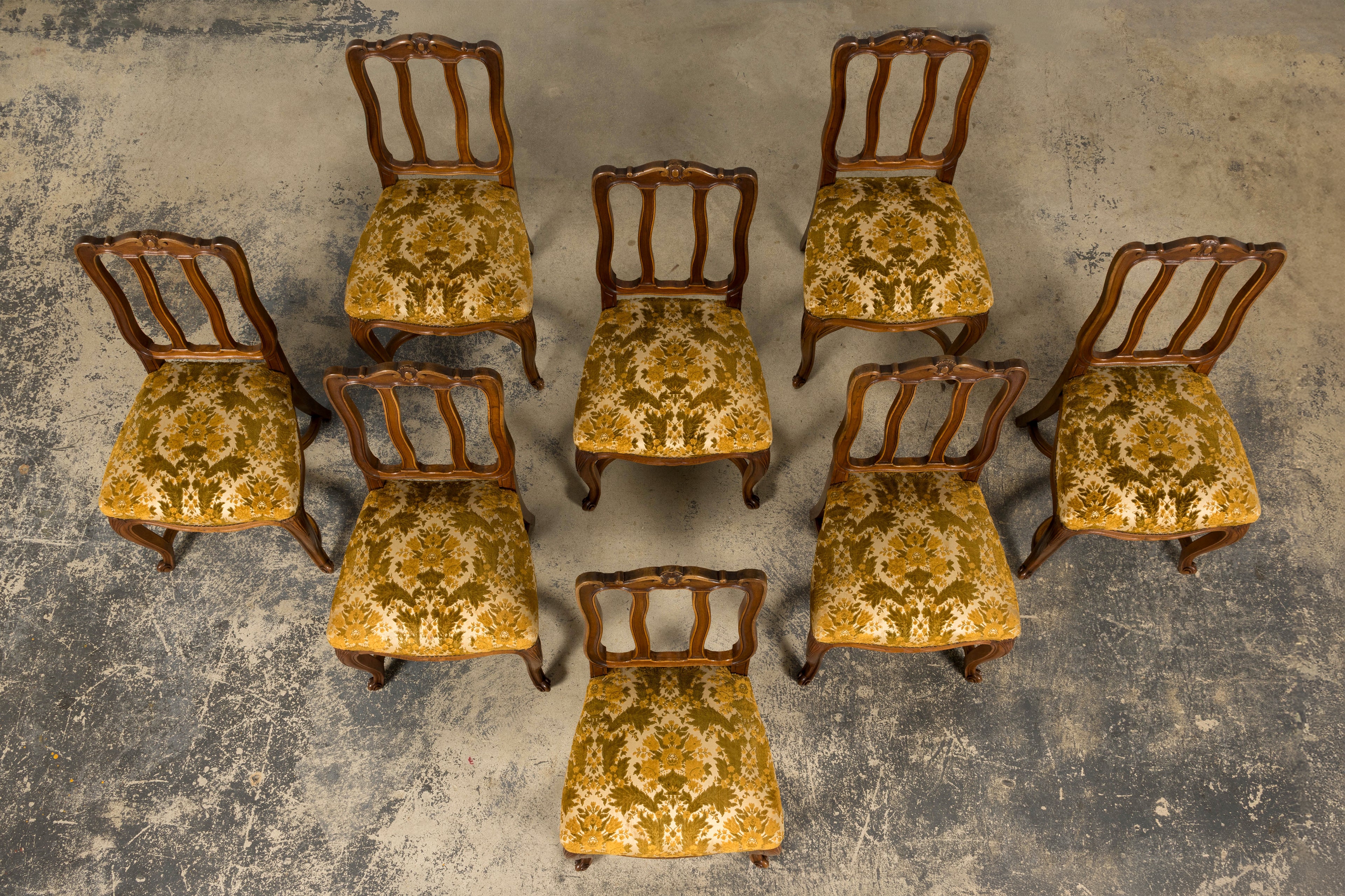 Set of 8 Early 20th Century French Louis XV Style Walnut Dining Chairs