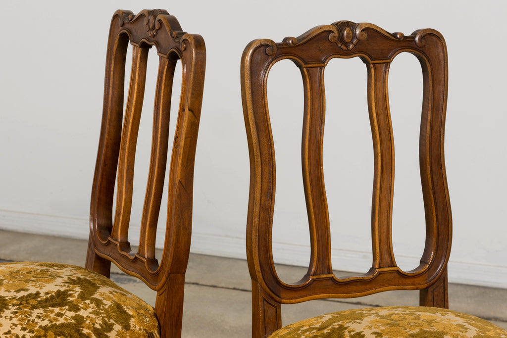 Set of 8 Early 20th Century French Louis XV Style Walnut Dining Chairs