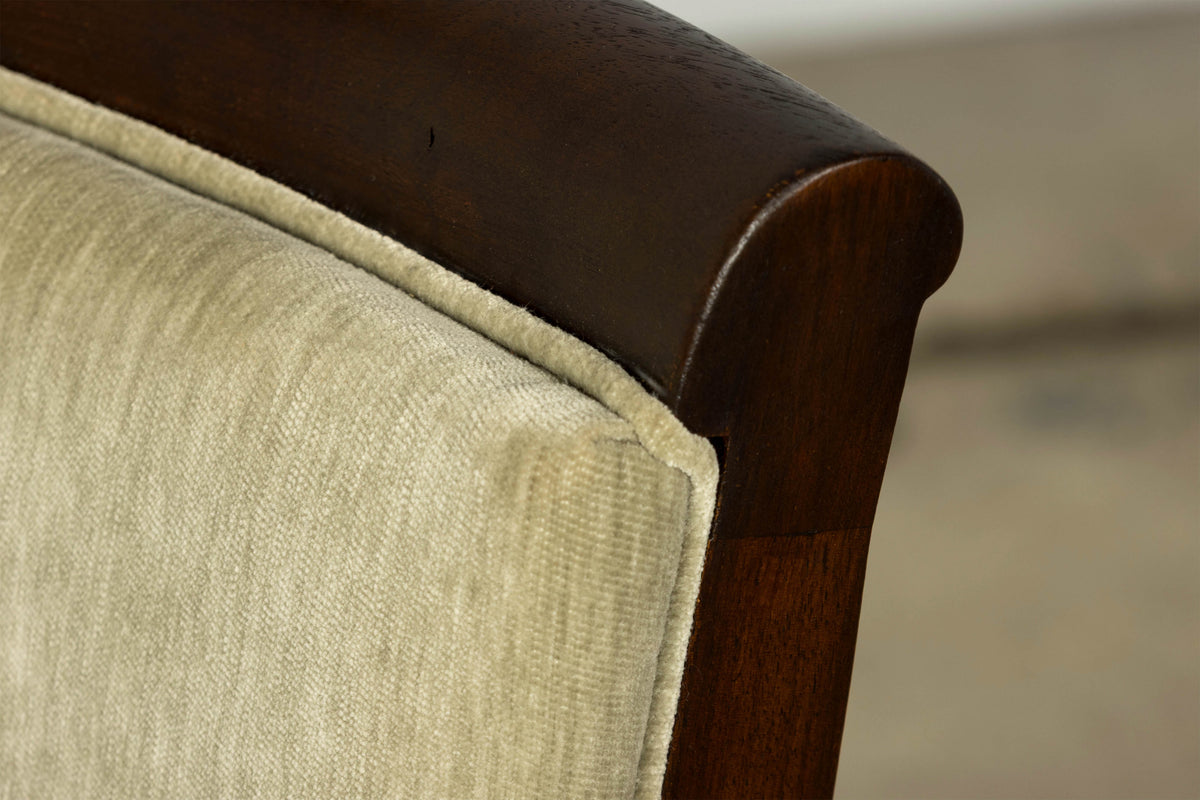 Set of 8 French Art Deco Walnut Dining Chairs in Sprout Green Velvet, 1930s