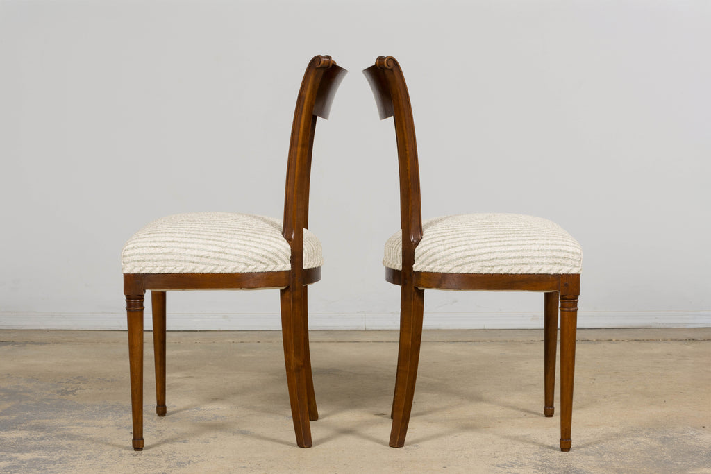 Set of 8 French Directoire Walnut Dining Chairs, Early 19th Century