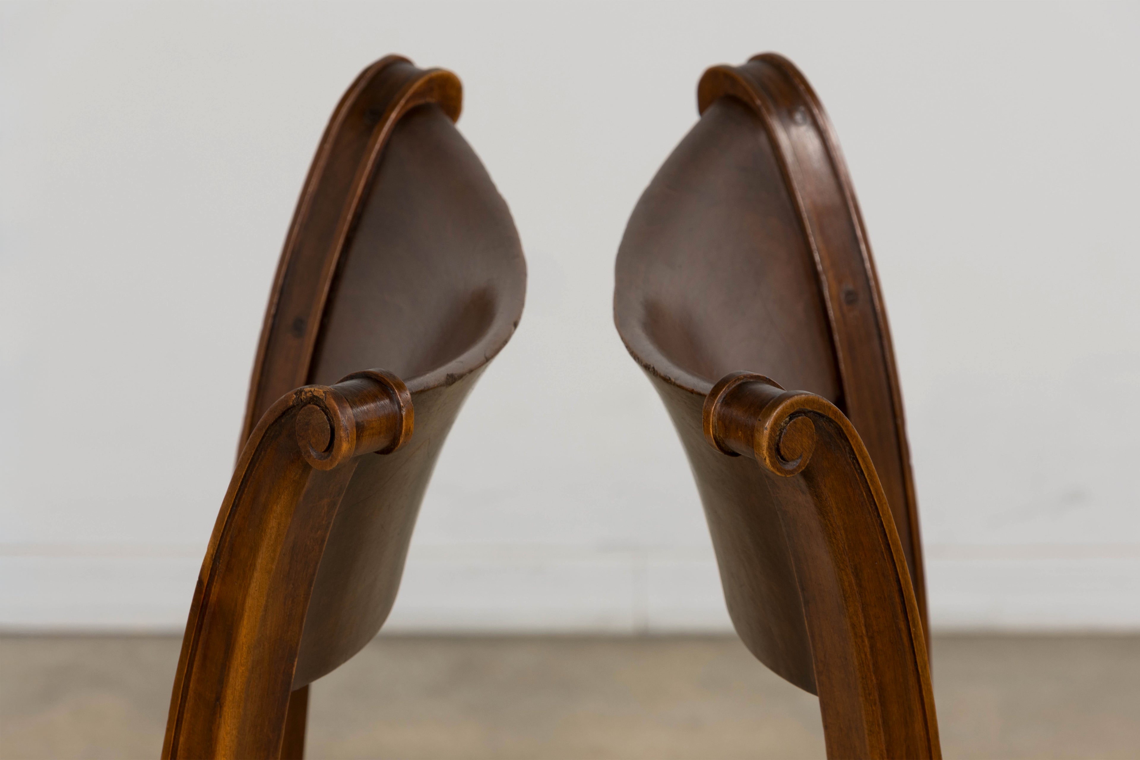 Set of 8 French Directoire Walnut Dining Chairs, Early 19th Century