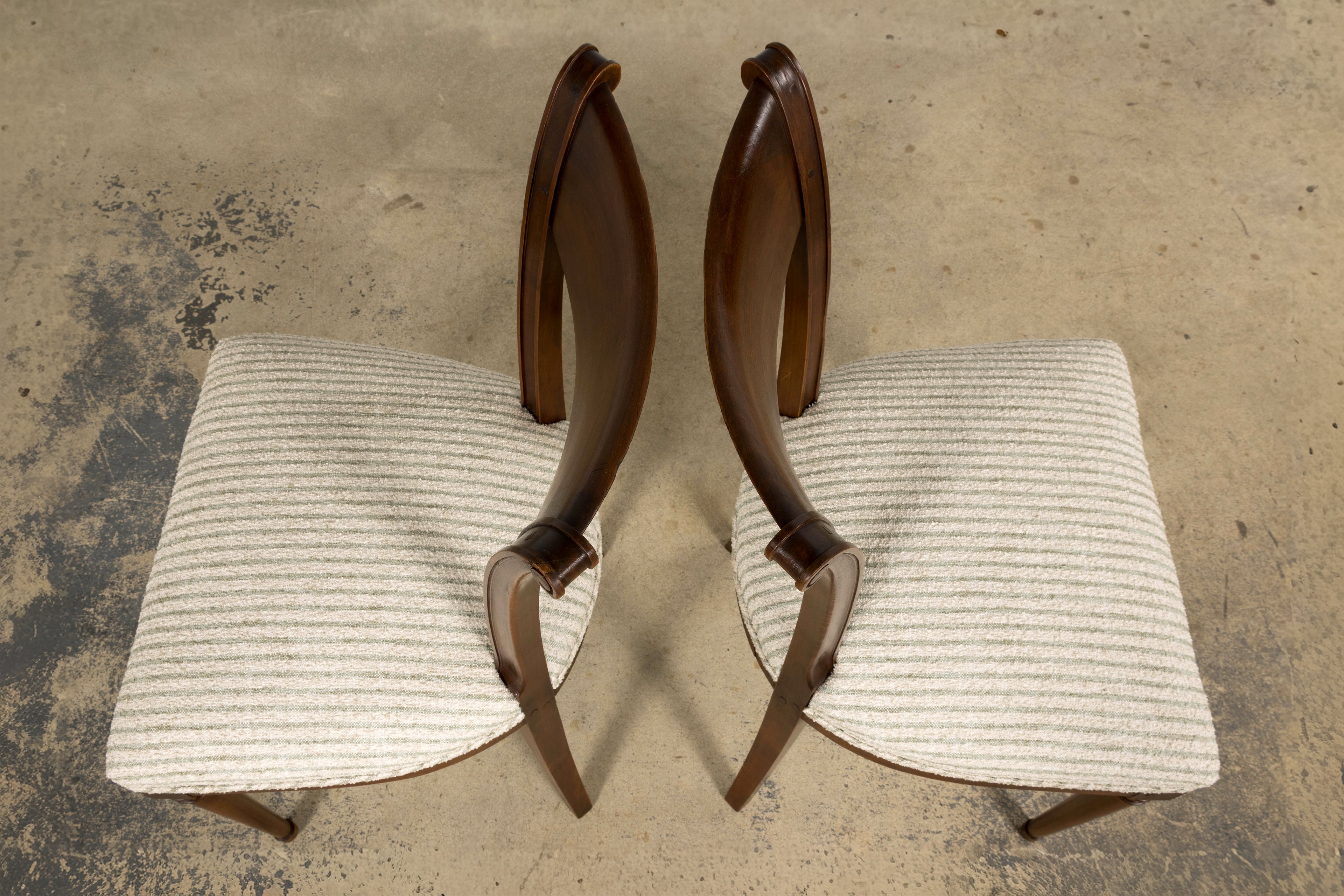 Set of 8 French Directoire Walnut Dining Chairs, Early 19th Century