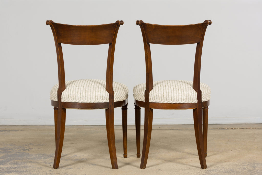 Set of 8 French Directoire Walnut Dining Chairs, Early 19th Century
