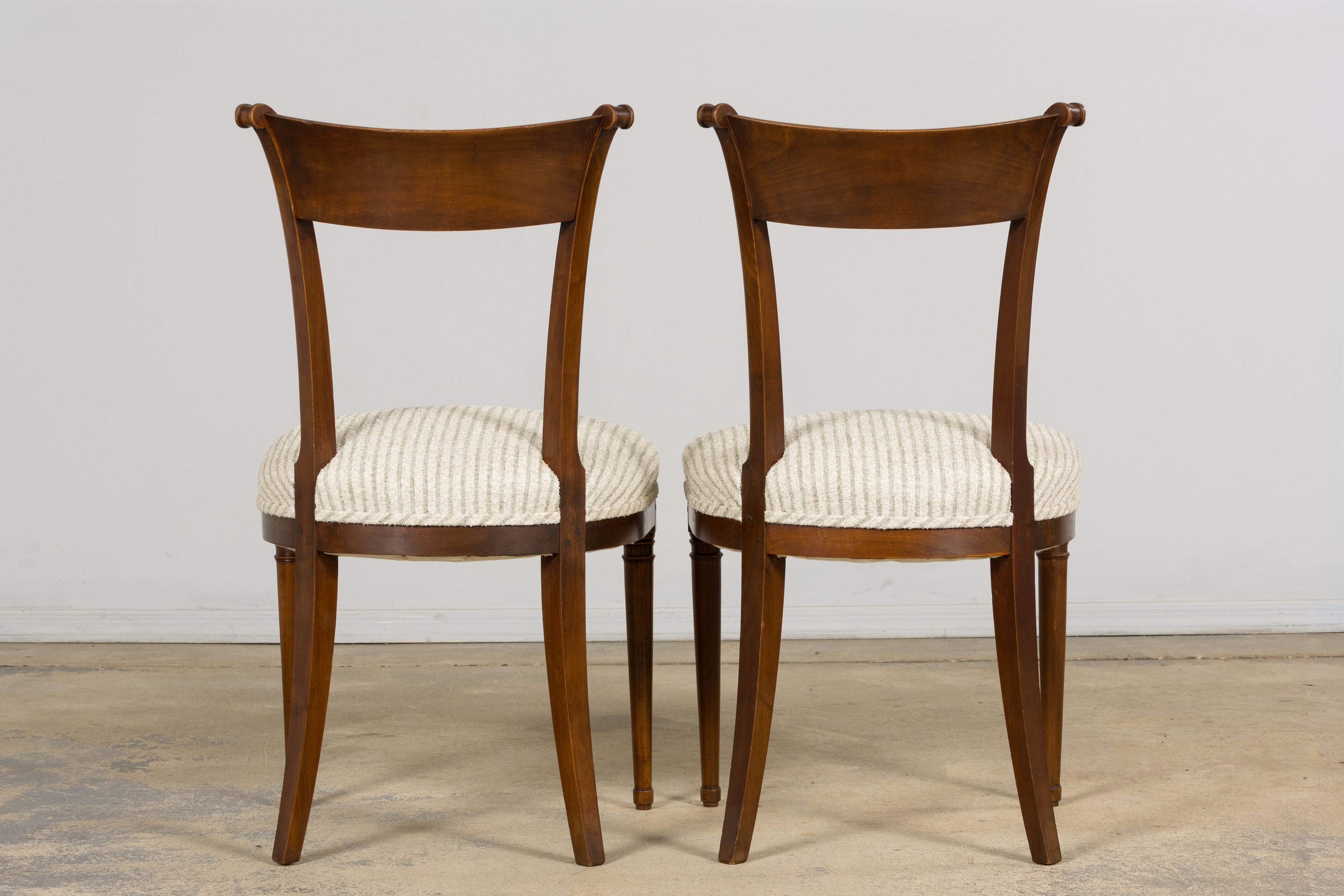 Set of 8 French Directoire Walnut Dining Chairs, Early 19th Century