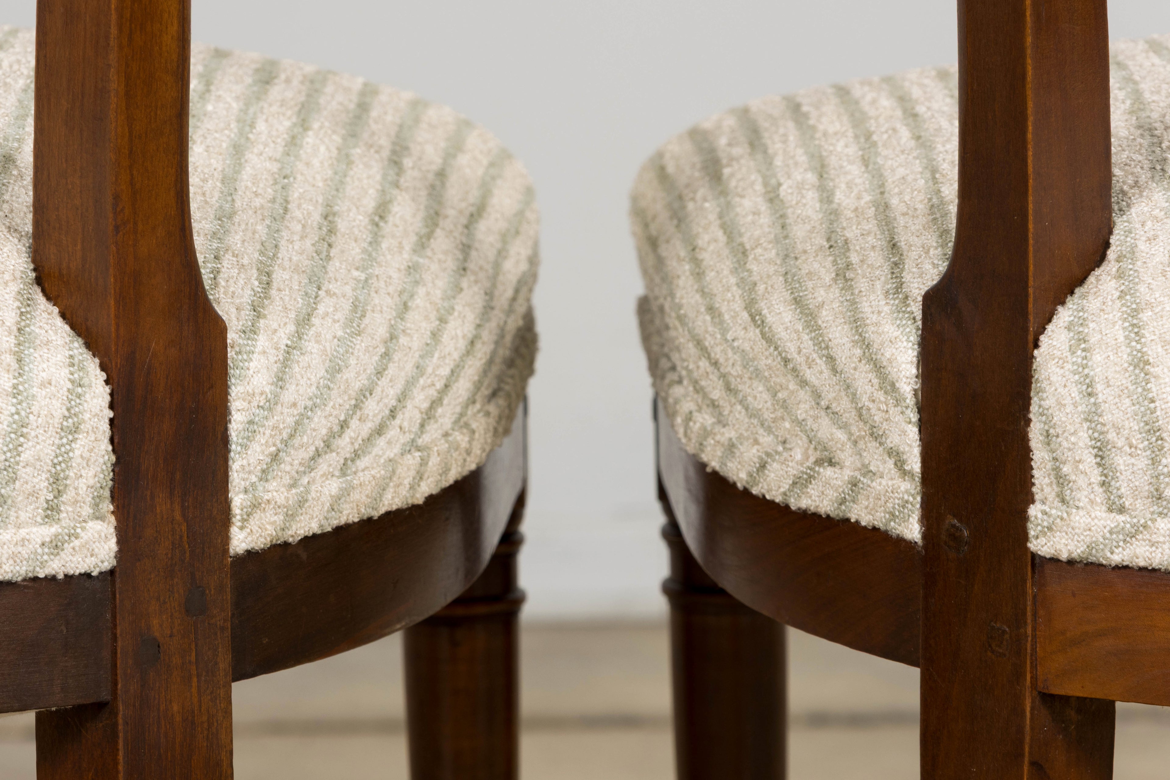 Set of 8 French Directoire Walnut Dining Chairs, Early 19th Century