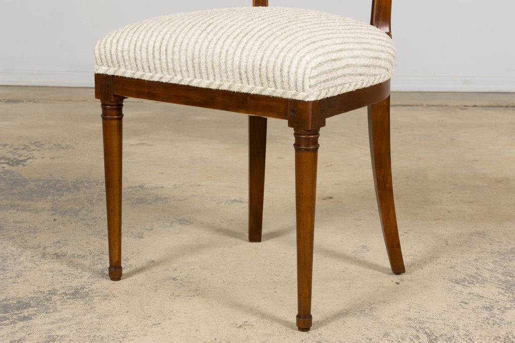 Set of 8 French Directoire Walnut Dining Chairs, Early 19th Century
