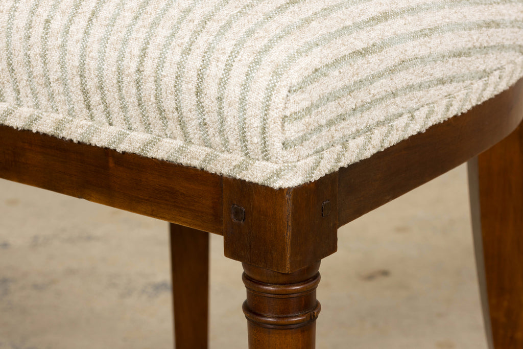 Set of 8 French Directoire Walnut Dining Chairs, Early 19th Century