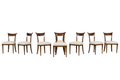 Set of 8 French Directoire Walnut Dining Chairs, Early 19th Century