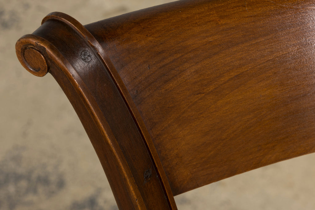 Set of 8 French Directoire Walnut Dining Chairs, Early 19th Century