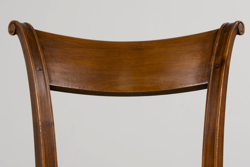 Set of 8 French Directoire Walnut Dining Chairs, Early 19th Century