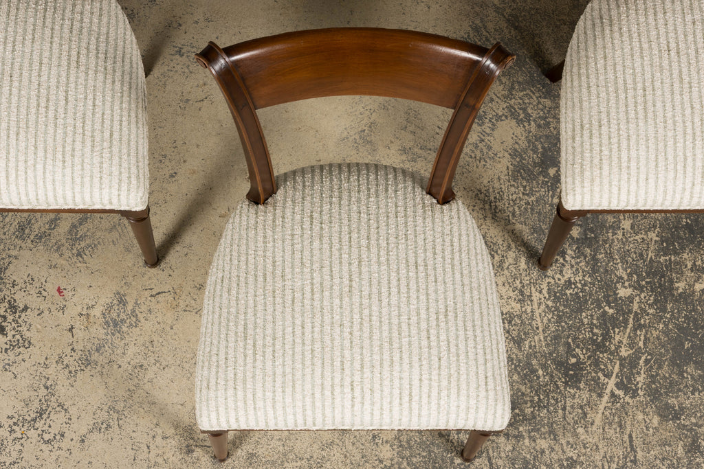 Set of 8 French Directoire Walnut Dining Chairs, Early 19th Century
