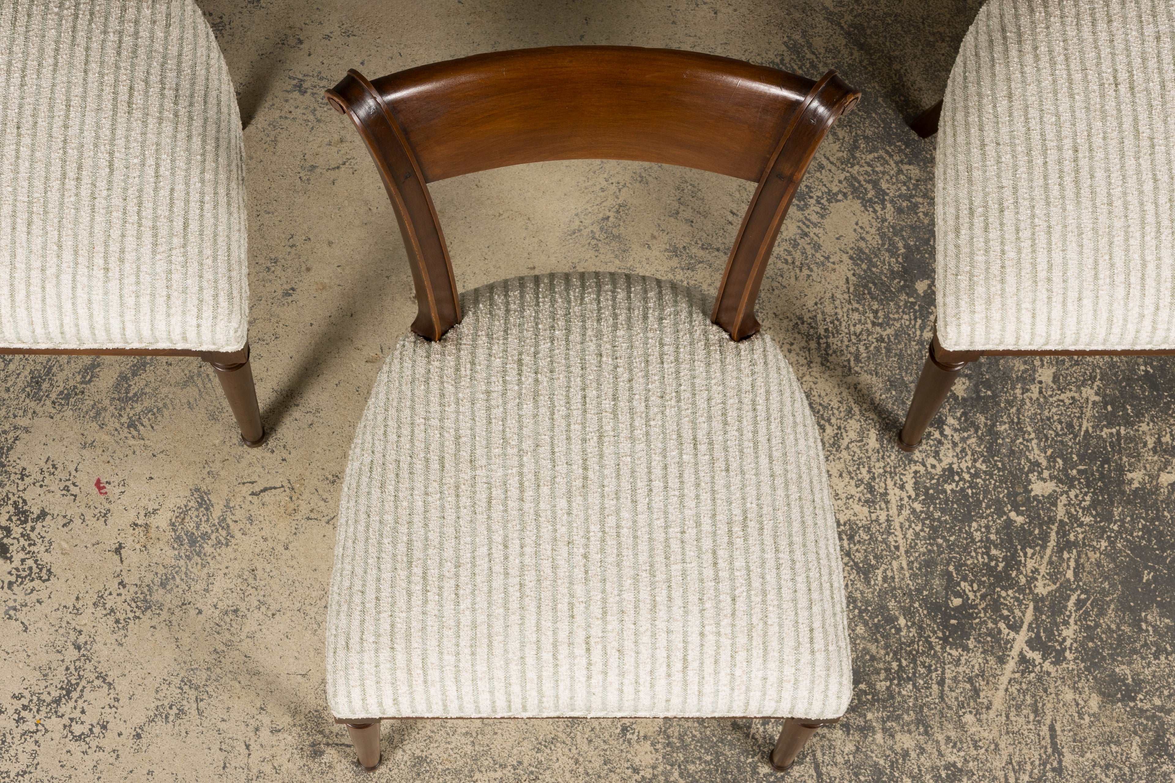 Set of 8 French Directoire Walnut Dining Chairs, Early 19th Century