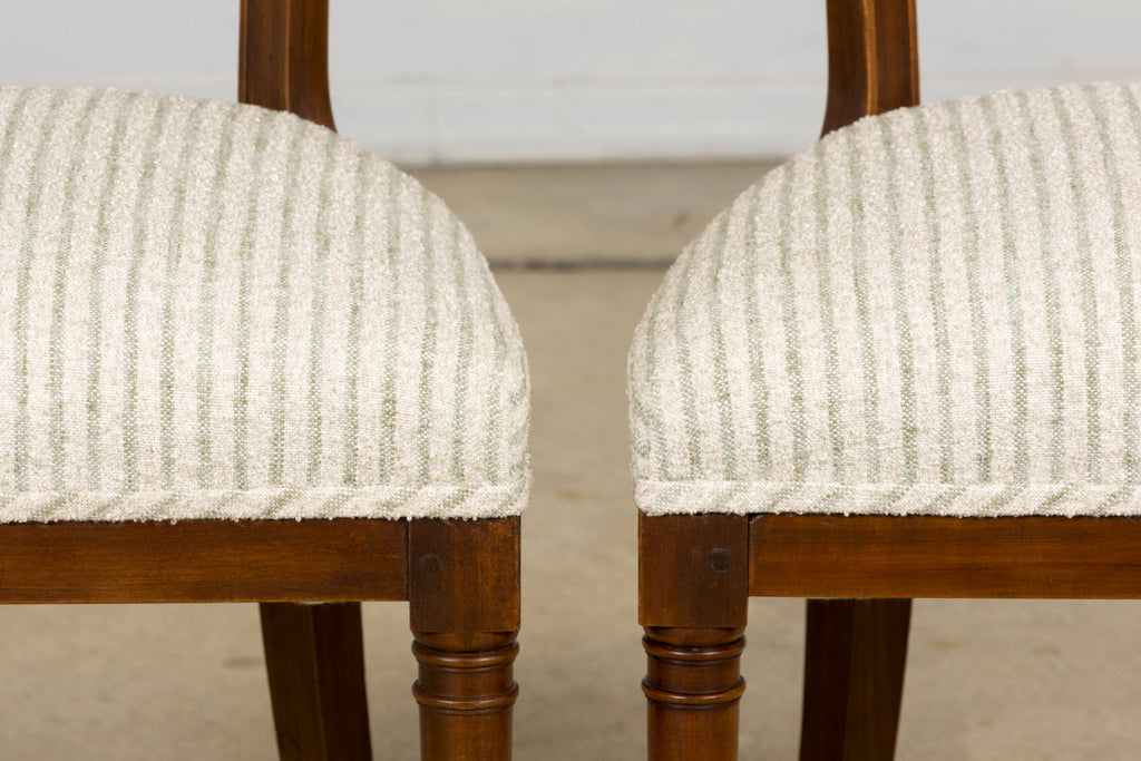 Set of 8 French Directoire Walnut Dining Chairs, Early 19th Century