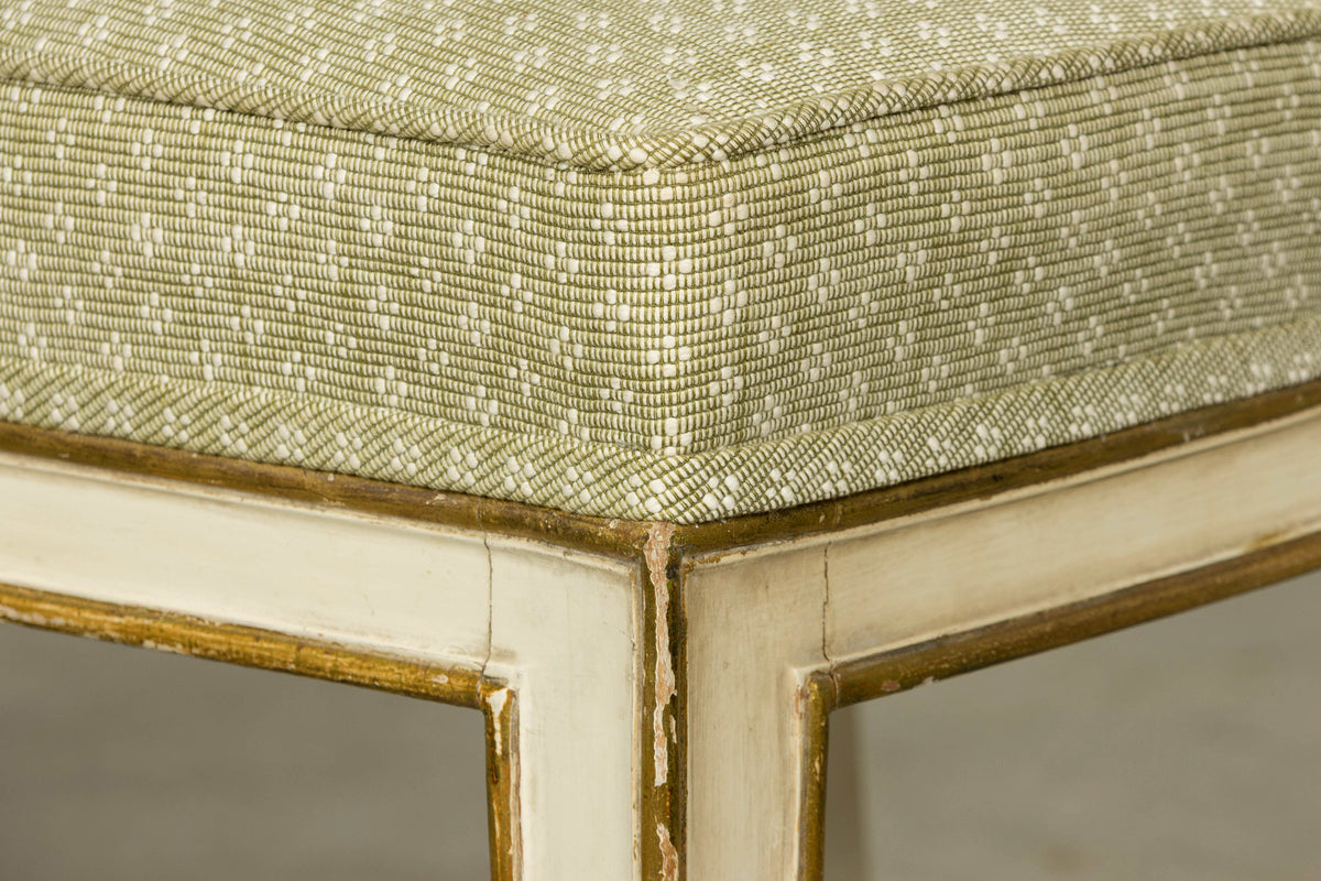 Set of 8 Late 19th Century Gustavian Style Chairs in Olive Green Floral Fabric