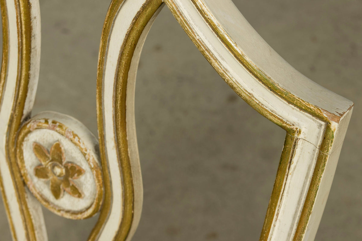 Set of 8 Late 19th Century Gustavian Style Chairs in Olive Green Floral Fabric