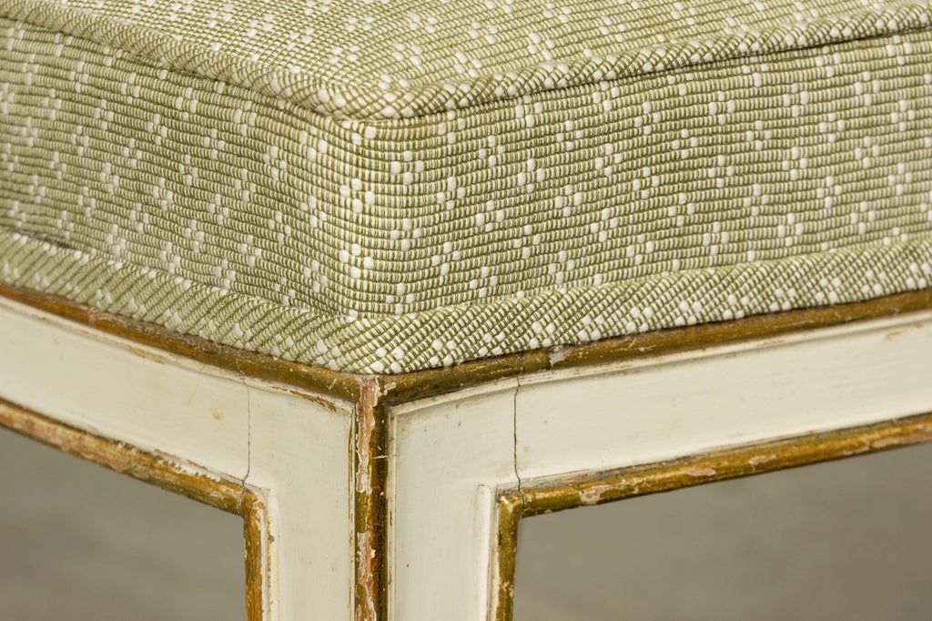 Set of 8 Late 19th Century Gustavian Style Chairs in Olive Green Floral Fabric