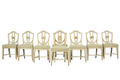 Set of 8 Late 19th Century Gustavian Style Chairs in Olive Green Floral Fabric