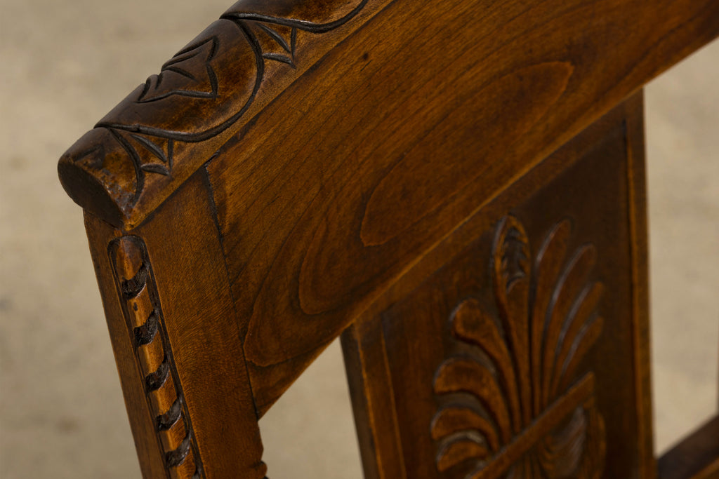 Set of 10 Mid-19th Century French Directoire Walnut Dining Chairs in Olive Green