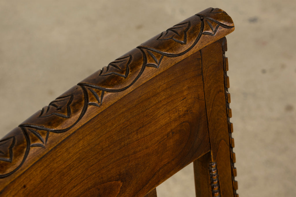 Set of 10 Mid-19th Century French Directoire Walnut Dining Chairs in Olive Green