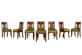 Set of 10 Mid-19th Century French Directoire Walnut Dining Chairs in Olive Green
