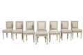 Set of Eight Early 20th Century French Louis XVI Style Painted Dining Chairs with Gingham Upholstery, Paris