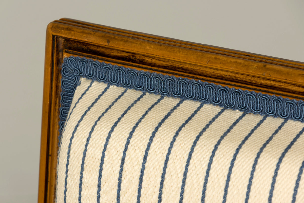 Set of Eight Late 19th Century French Louis XVI Style Dining Chairs in Blue Stripe