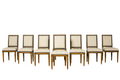 Set of Eight Late 19th Century French Louis XVI Style Dining Chairs in Blue Stripe