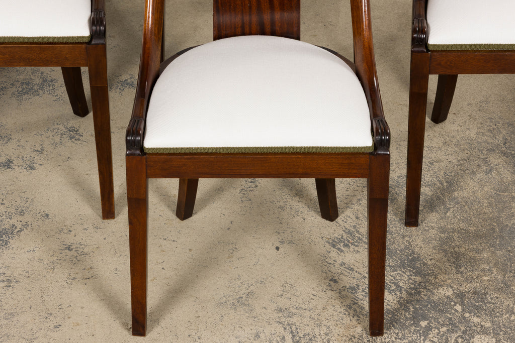 Set of Six Early 20th Century French Empire Mahogany Gondola Dining Chairs