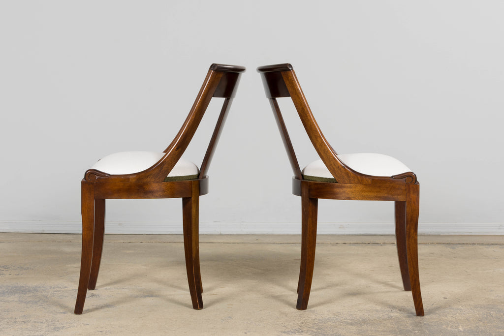 Set of Six Early 20th Century French Empire Mahogany Gondola Dining Chairs