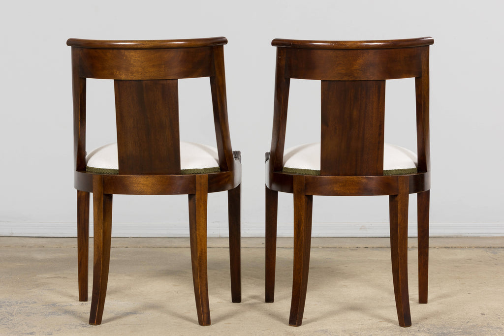 Set of Six Early 20th Century French Empire Mahogany Gondola Dining Chairs