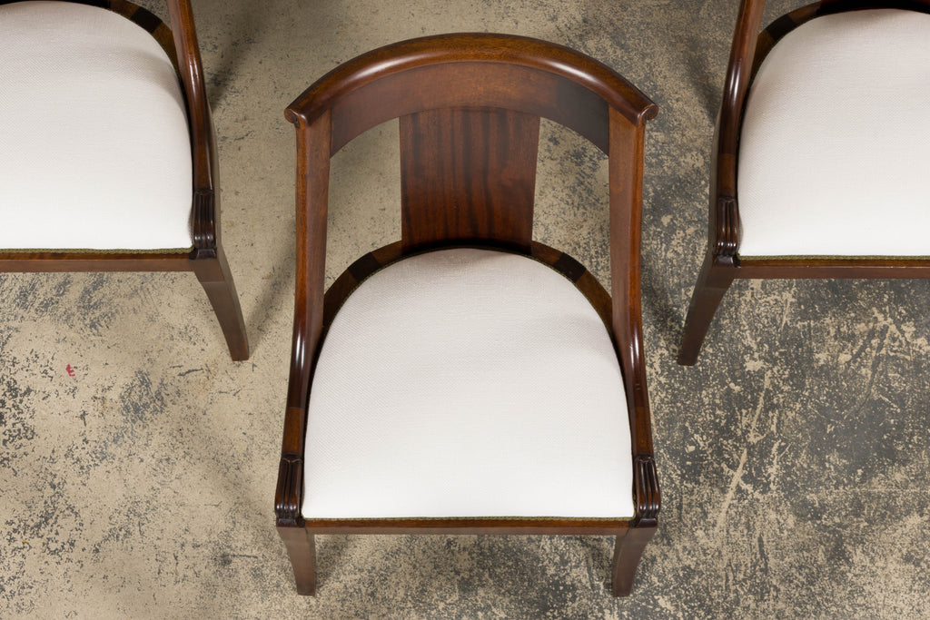 Set of Six Early 20th Century French Empire Mahogany Gondola Dining Chairs