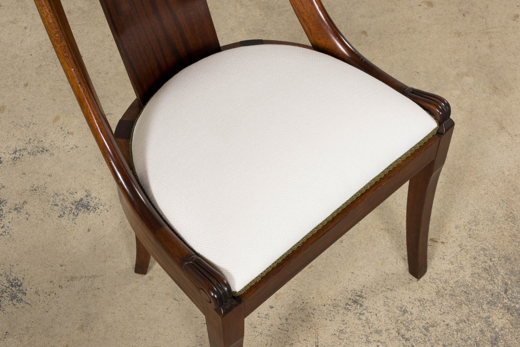 Set of Six Early 20th Century French Empire Mahogany Gondola Dining Chairs