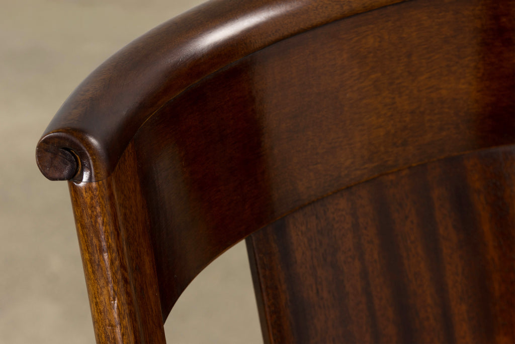 Set of Six Early 20th Century French Empire Mahogany Gondola Dining Chairs