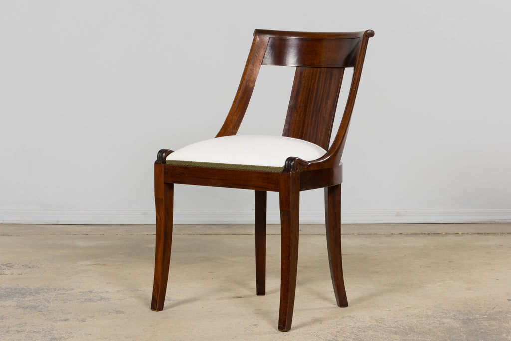 Set of Six Early 20th Century French Empire Mahogany Gondola Dining Chairs