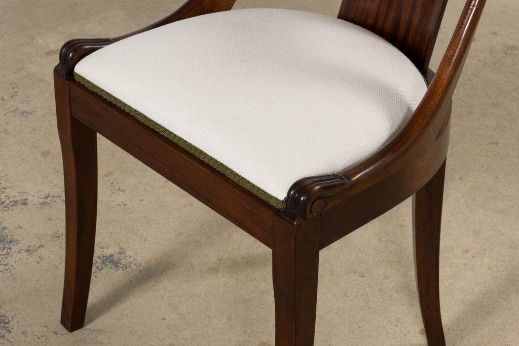 Set of Six Early 20th Century French Empire Mahogany Gondola Dining Chairs