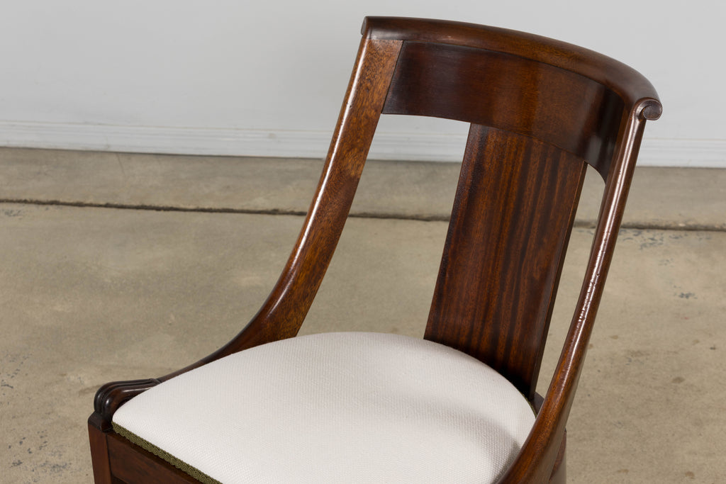 Set of Six Early 20th Century French Empire Mahogany Gondola Dining Chairs