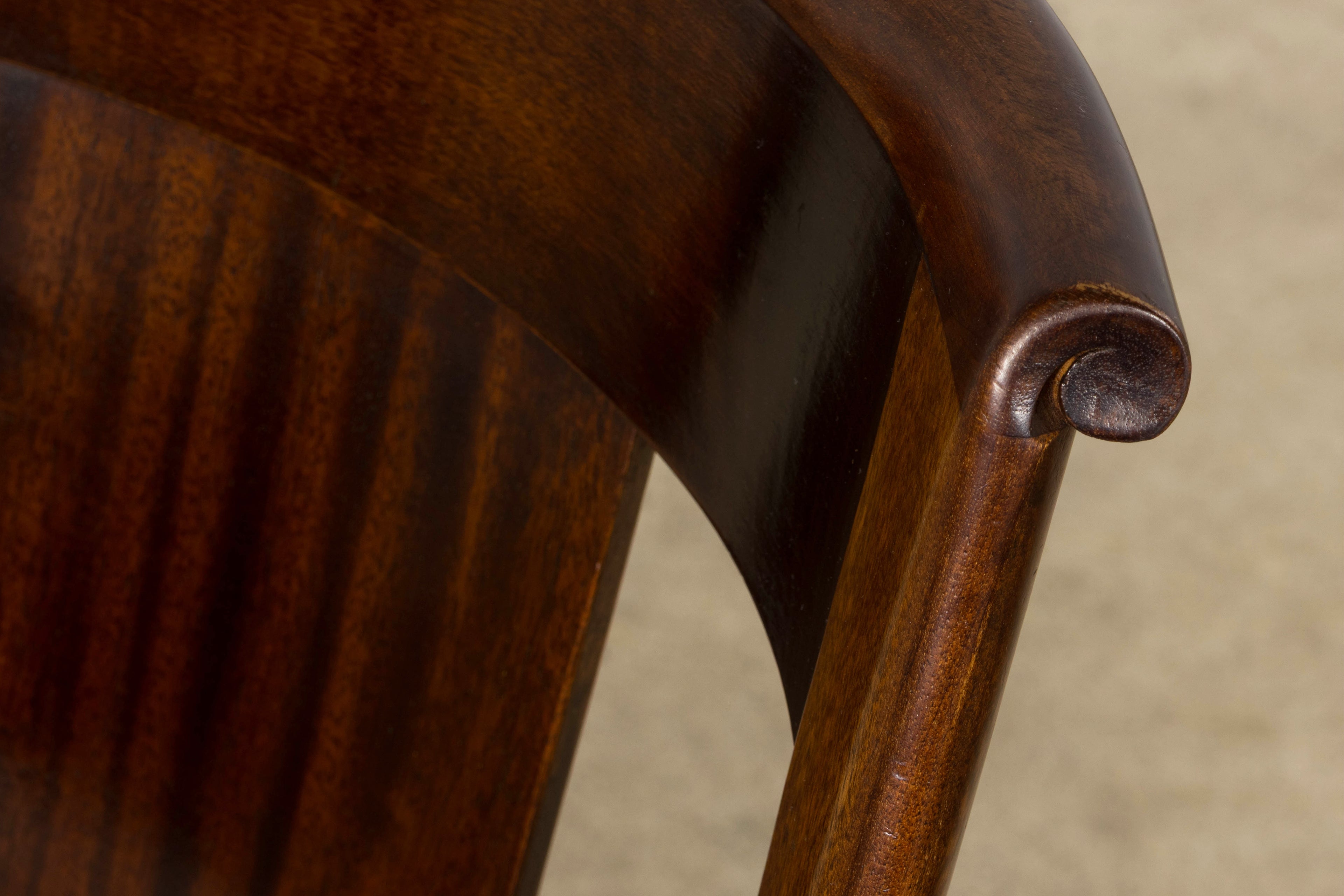 Set of Six Early 20th Century French Empire Mahogany Gondola Dining Chairs