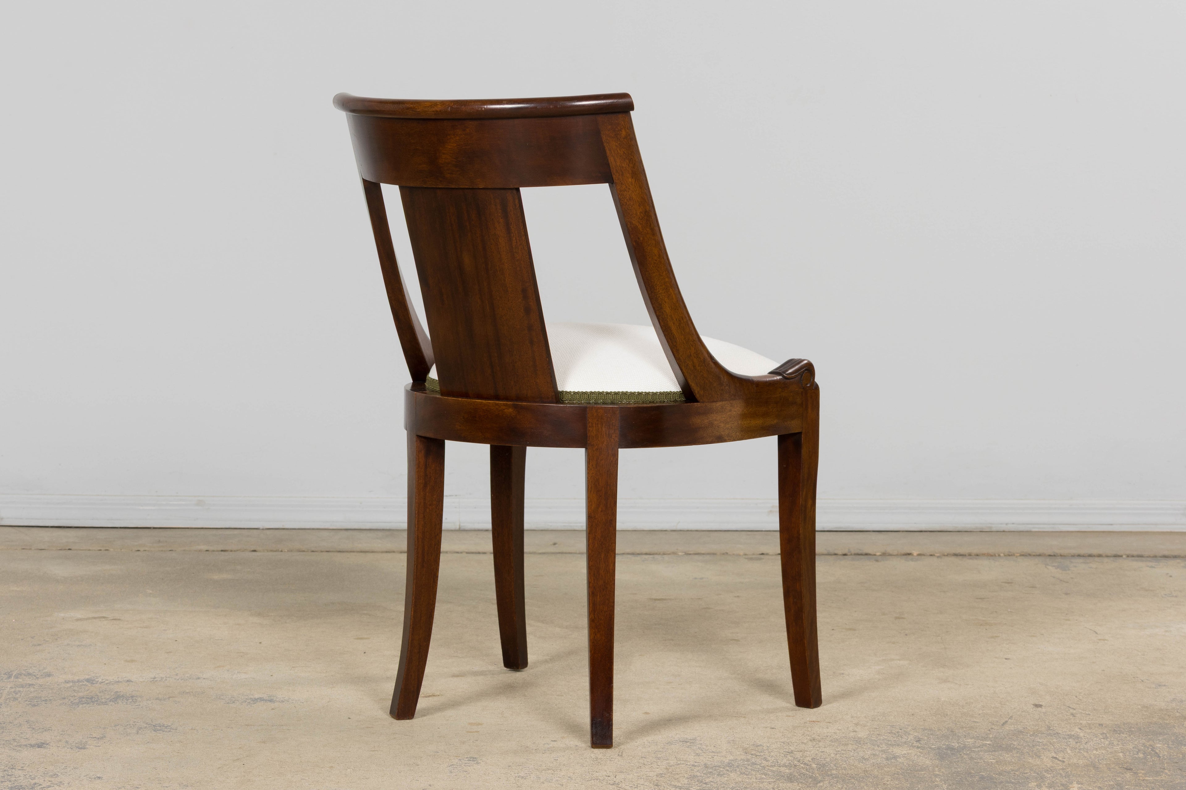Set of Six Early 20th Century French Empire Mahogany Gondola Dining Chairs